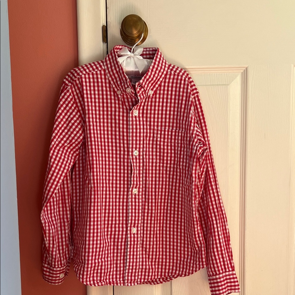 Classic Prep Red Gingham Button Down Kids Shirt